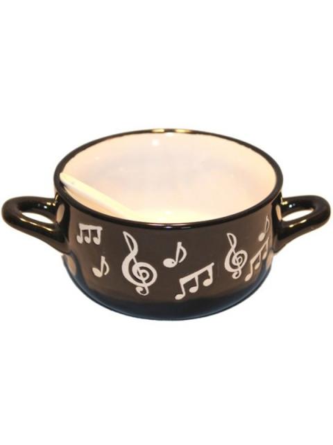 Music Note Bowl With Spoon White