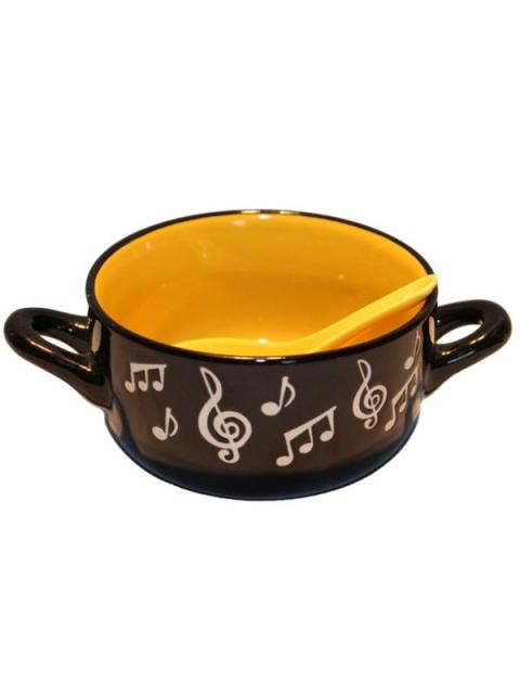 Music Note Bowl With Spoon Yellow