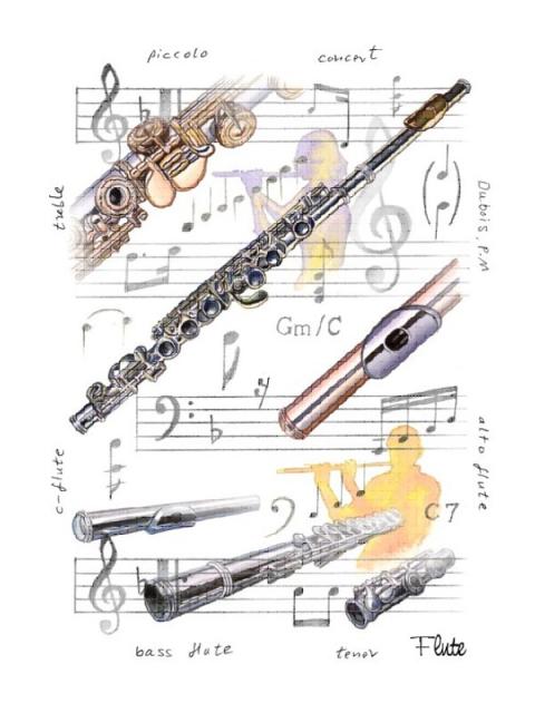 Greeting Card - Flute Design