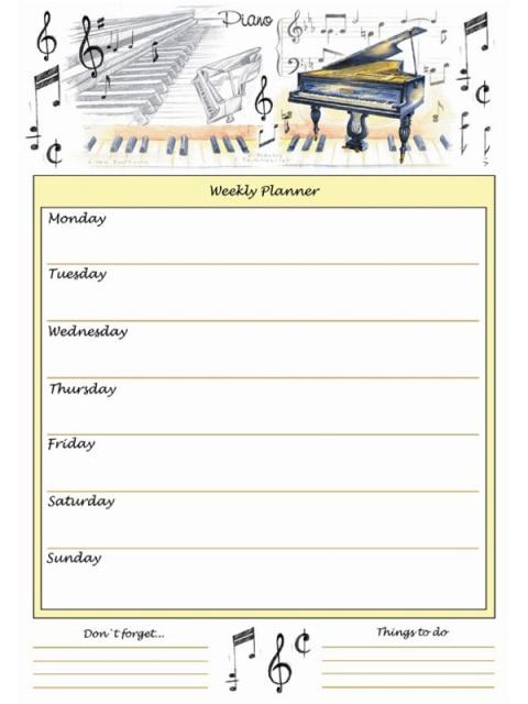 A4 Weekly Planner Piano Design