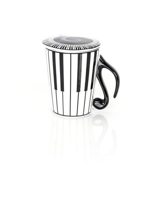 Mug With Lid & Keyboard Pattern