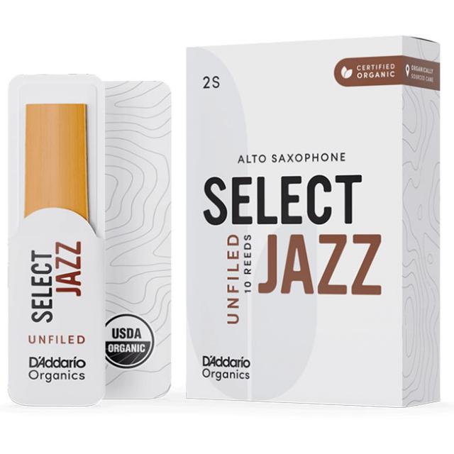 D'Addario Organic Select Jazz Unfiled Alto Saxophone Reeds, 10-Pack