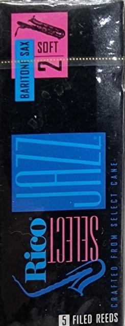 5 Rico Select Jazz Baritone Sax Reeds, Strength 2 Soft Filed (OLD STOCK)