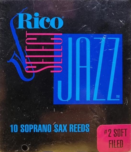 10 Rico Select Jazz Soprano Sax Reeds, Strength 2 Soft Filed - Old Stok