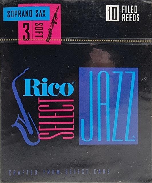 10 Rico Select Jazz Soprano Sax Reeds, Strength 3 Soft Filed (Old Stock)