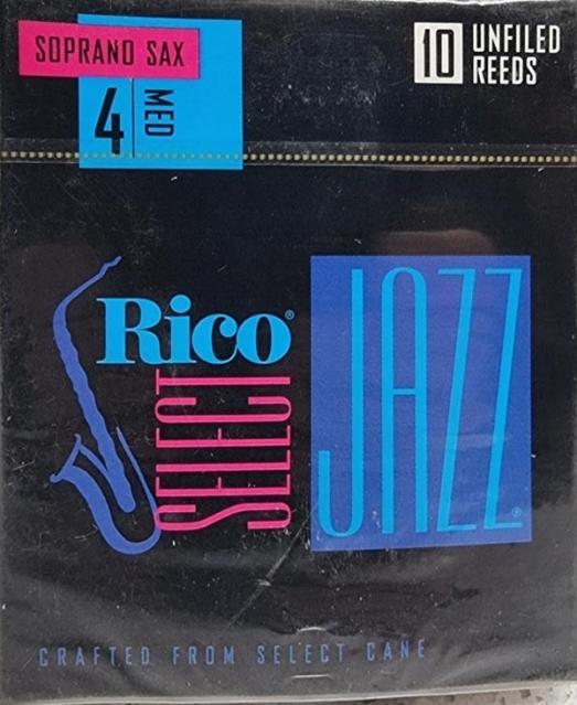 10 Rico Select Jazz Soprano Sax Reeds, Strength 4 Med Unfiled (Old Stock)