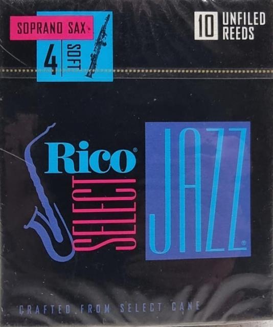 10 Rico Select Jazz Soprano Sax Reeds, Strength 4 Soft Unfiled (Old Stock)