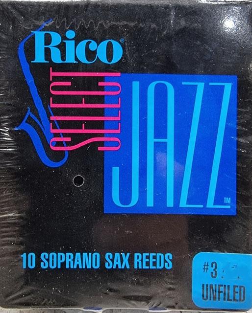 10 Rico Select Jazz Soprano Sax Reeds, Strength 3 Hard, UNFILED (Old Stock)