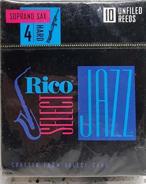 10 Rico Select Jazz Soprano Sax Reeds, Strength 4 Hard Unfiled (Old Stock)