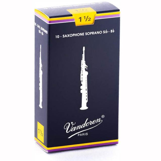 Vandoren Traditional Soprano Sax Strength 1.5 Reeds (Box of 10)