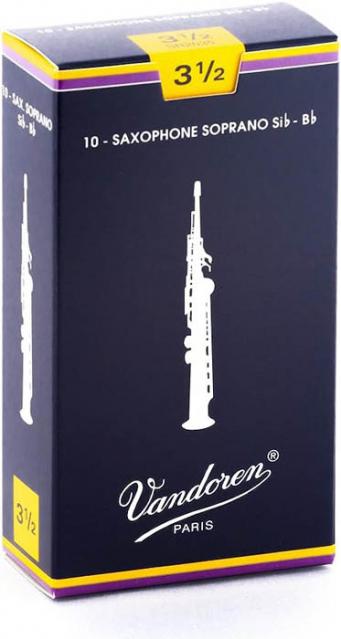 Vandoren Traditional Soprano Sax Strength 3.5 Reeds (Box of 10)