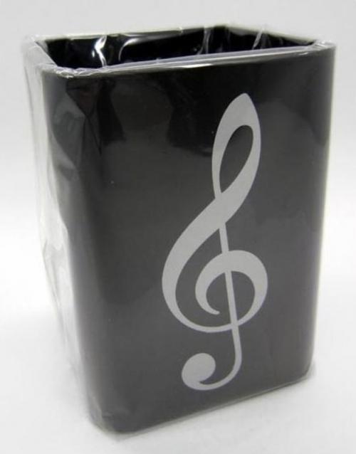 Silver Treble Clef Sq Plstc Pen Holder